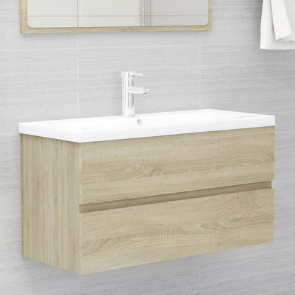Sink Cabinet with Built-in Basin Sonoma Oak Engineered Wood