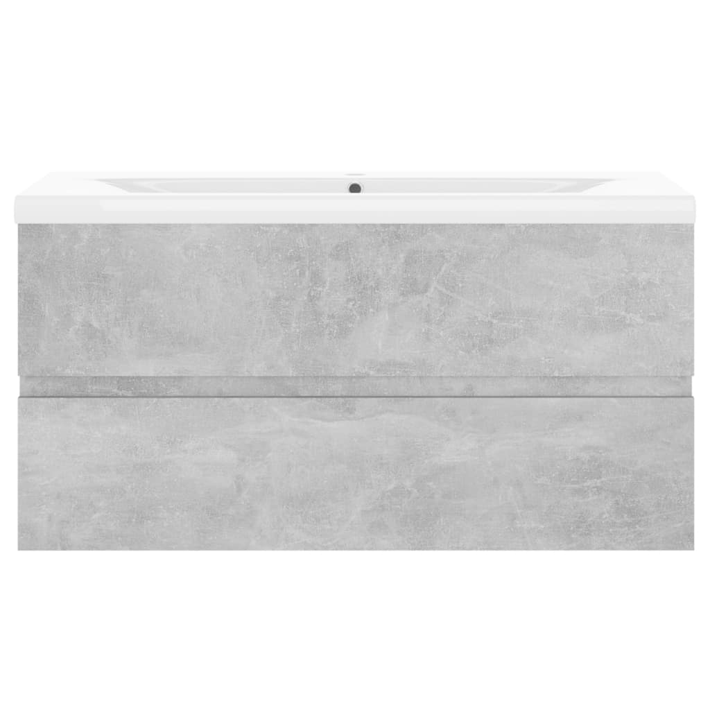 Sink Cabinet with Built-in Basin Concrete Grey Engineered Wood