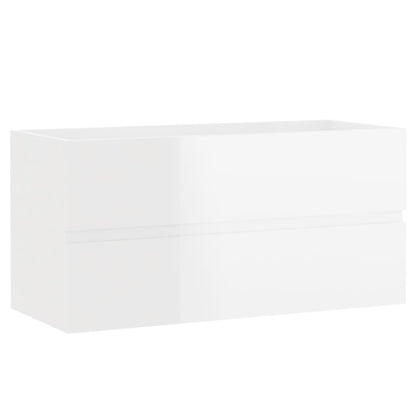Sink Cabinet with Built-in Basin High Gloss White Engineered Wood