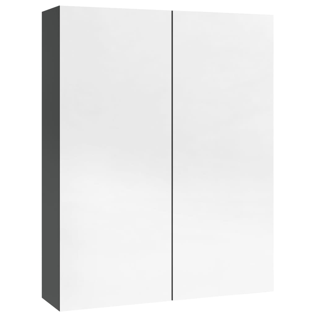 Bathroom Mirror Cabinet 60x15x75 cm MDF Shining Grey