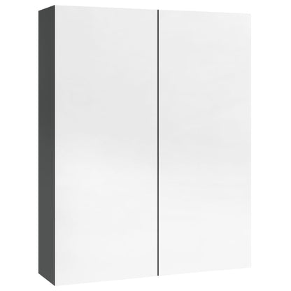 Bathroom Mirror Cabinet 60x15x75 cm MDF Shining Grey