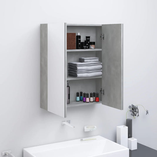 Bathroom Mirror Cabinet 60x15x75 cm MDF Concrete Grey