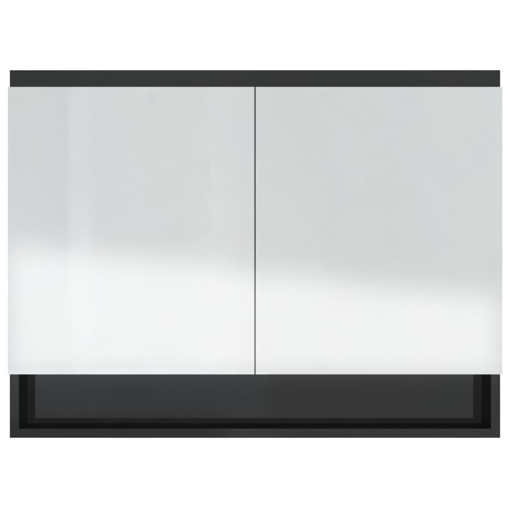 Bathroom Mirror Cabinet 80x15x60 cm MDF Shining Black