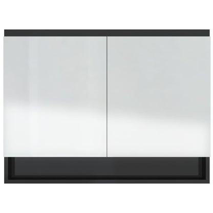 Bathroom Mirror Cabinet 80x15x60 cm MDF Shining Black