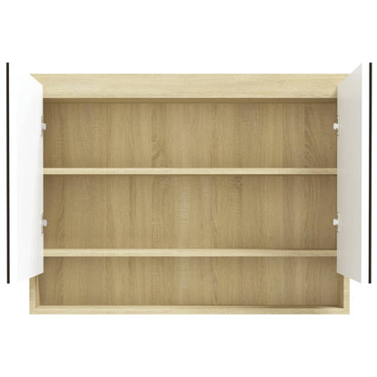 Bathroom Mirror Cabinet 80x15x60 cm MDF White and Oak