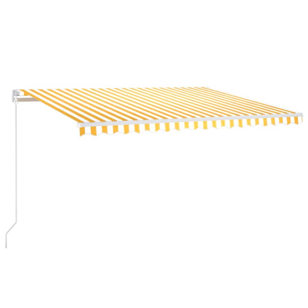 Manual Retractable Awning with LED 450x300 cm Yellow and White