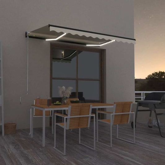Manual Retractable Awning with LED 350x250 cm Yellow and White
