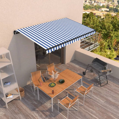 Manual Retractable Awning 400x350 cm Blue and White