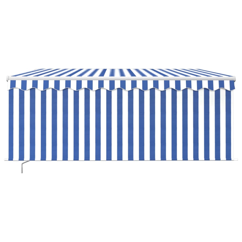 Manual Retractable Awning with Blind&LED 3x2.5m Blue&White