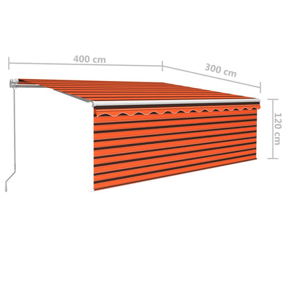 Manual Retractable Awning with Blind 4x3m Orange&Brown