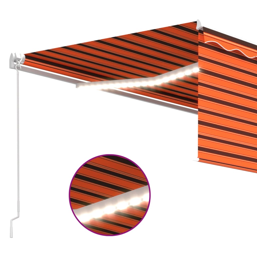 Manual Retractable Awning with Blind&LED 4x3m Orange&Brown
