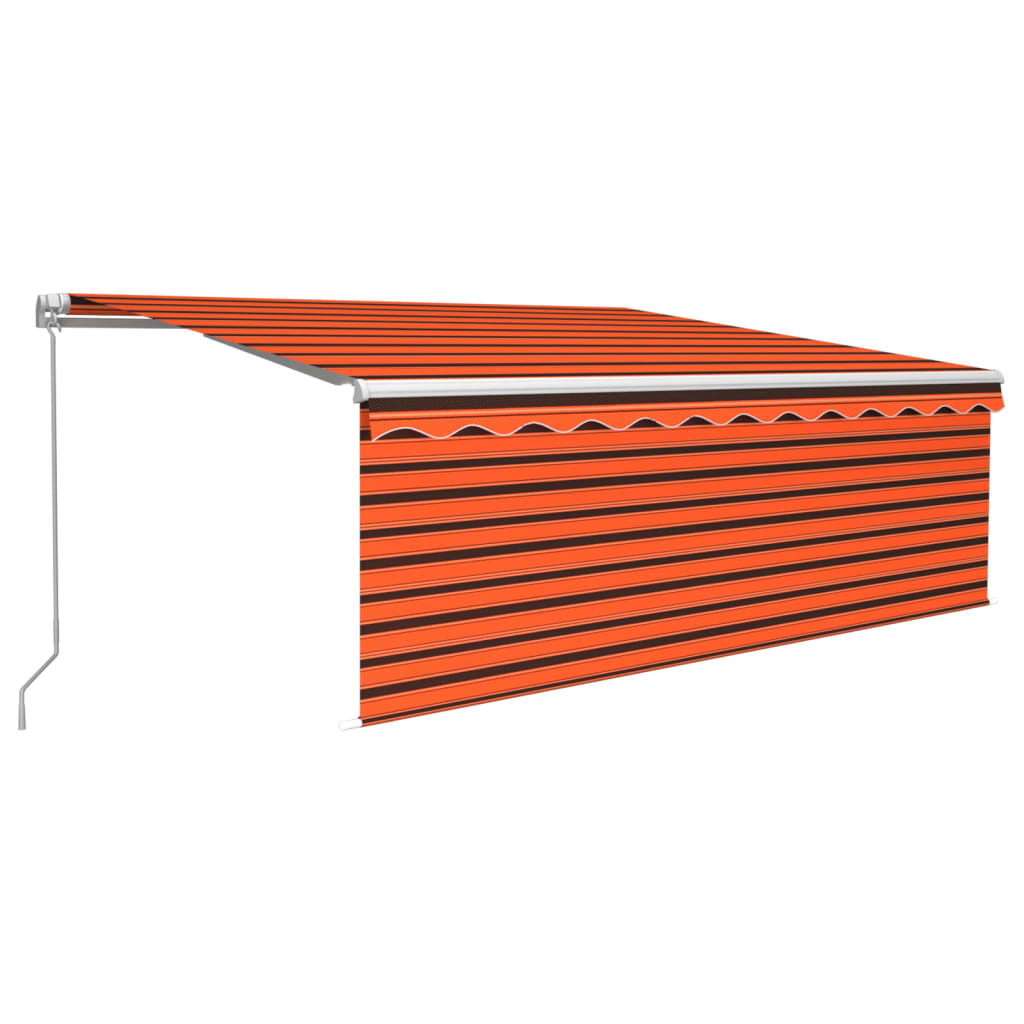 Manual Retractable Awning with Blind&LED 4.5x3m Orange&Brown
