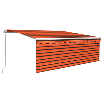 Manual Retractable Awning with Blind&LED 4.5x3m Orange&Brown