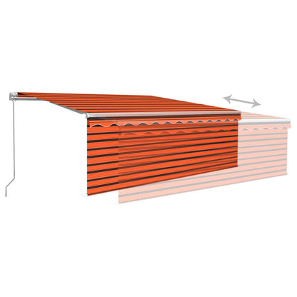 Manual Retractable Awning with Blind&LED 4.5x3m Orange&Brown