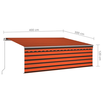 Manual Retractable Awning with Blind 4x3m Orange&Brown