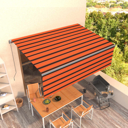 Manual Retractable Awning with Blind 4x3m Orange&Brown