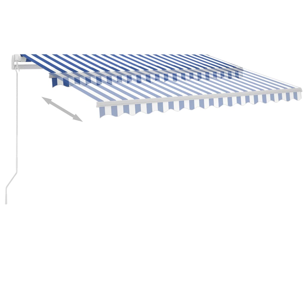 Manual Retractable Awning with LED 300x250 cm Blue and White