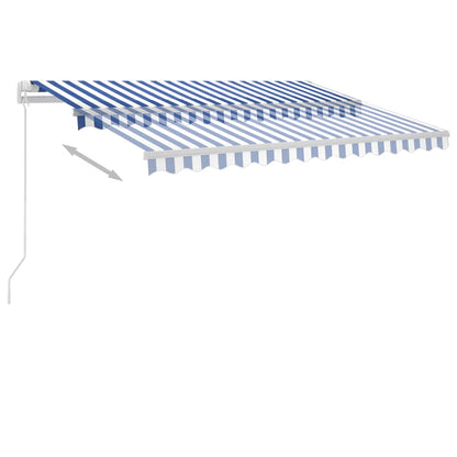 Manual Retractable Awning with LED 300x250 cm Blue and White