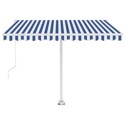Manual Retractable Awning with LED 300x250 cm Blue and White