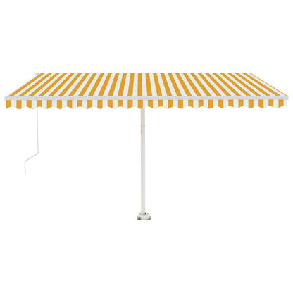 Manual Retractable Awning with LED 450x300 cm Yellow and White