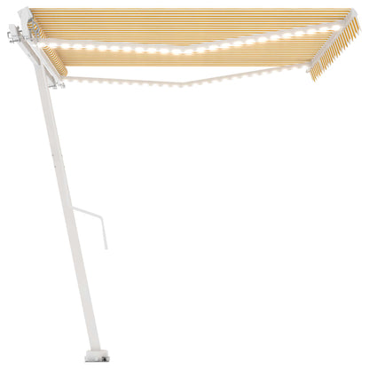 Manual Retractable Awning with LED 450x300 cm Yellow and White