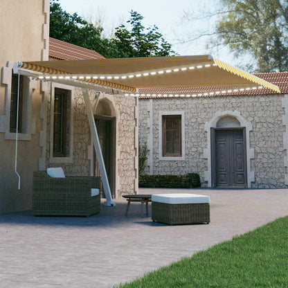 Manual Retractable Awning with LED 450x300 cm Yellow and White