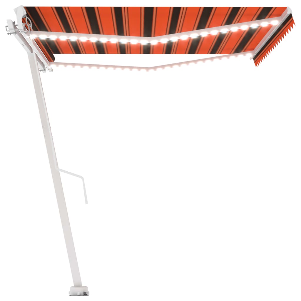 Manual Retractable Awning with LED 450x300 cm Orange and Brown