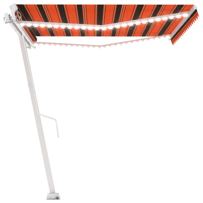 Manual Retractable Awning with LED 450x300 cm Orange and Brown