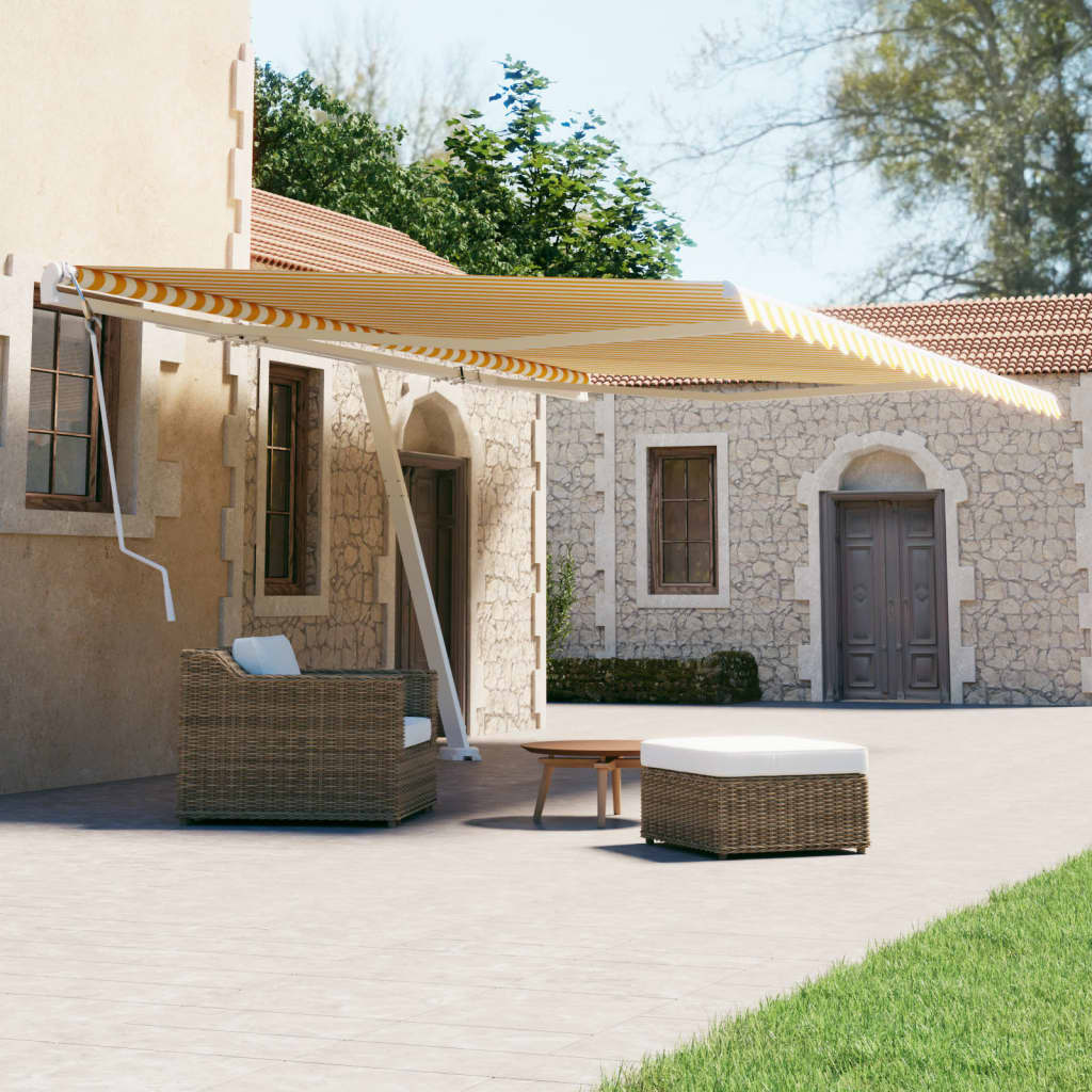 Freestanding Manual Retractable Awning 500x300 cm Yellow/White