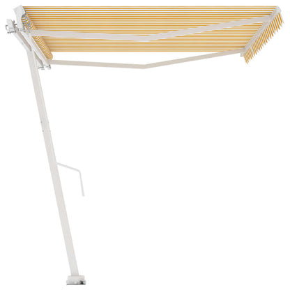 Freestanding Manual Retractable Awning 400x350 cm Yellow/White
