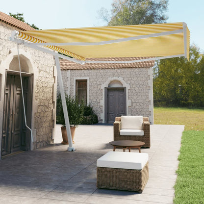 Freestanding Manual Retractable Awning 400x350 cm Yellow/White