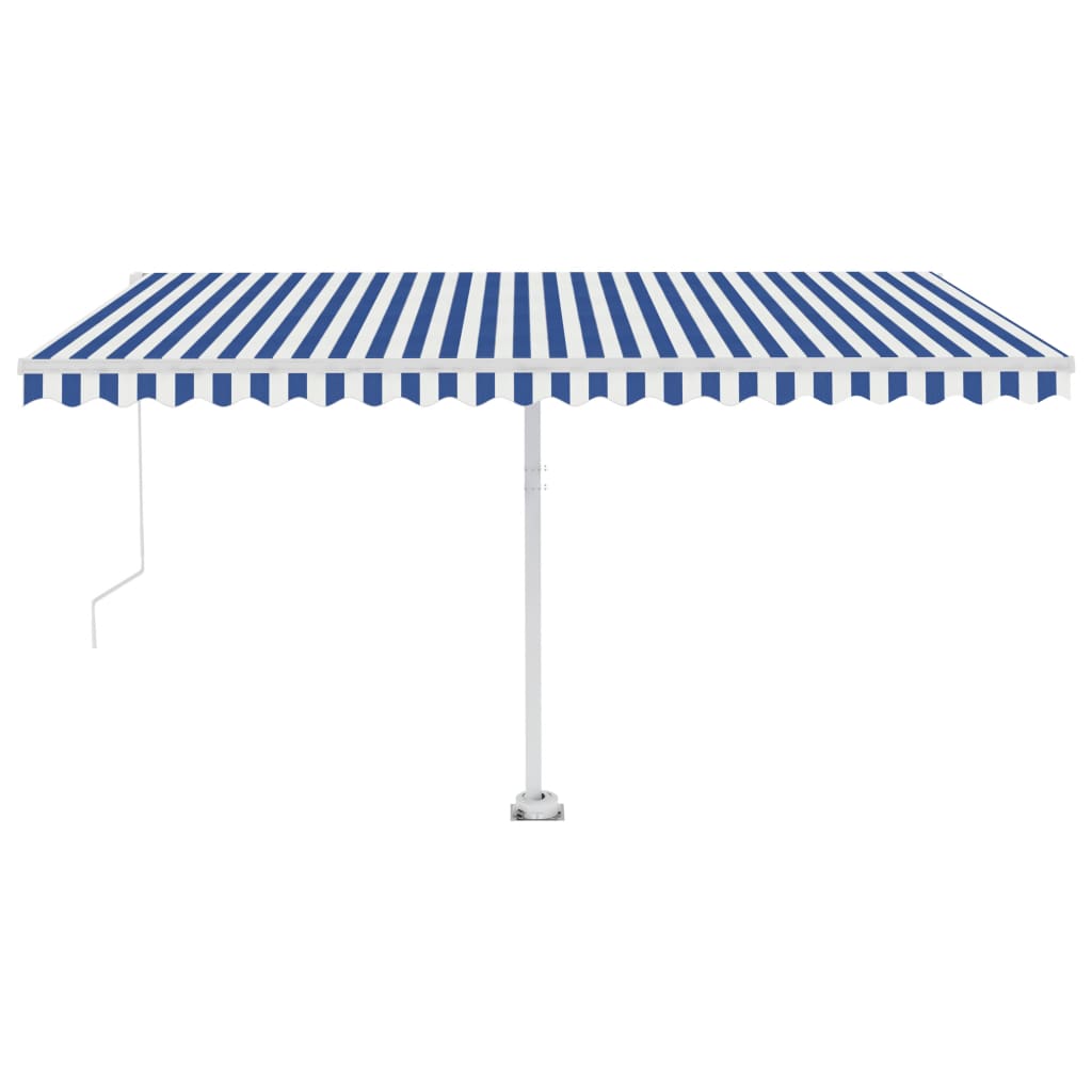 Manual Retractable Awning with LED 400x350 cm Blue and White