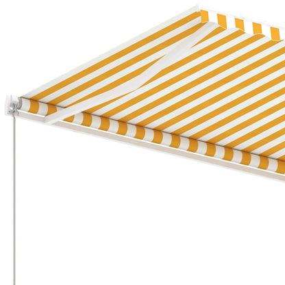 Freestanding Manual Retractable Awning 450x350 cm Yellow/White