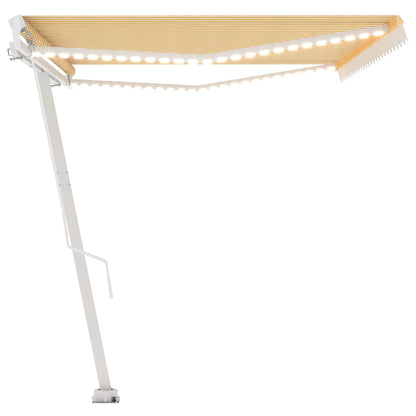 Manual Retractable Awning with LED 500x350 cm Yellow and White