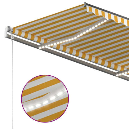 Manual Retractable Awning with LED 350x250 cm Yellow and White