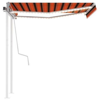 Manual Retractable Awning with LED 3x2.5 m Orange and Brown