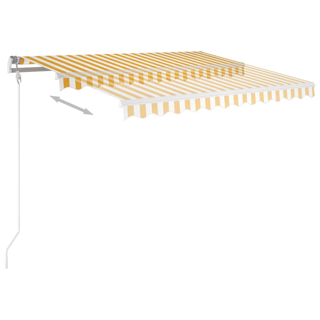 Manual Retractable Awning with Posts 3.5x2.5 m Yellow and White