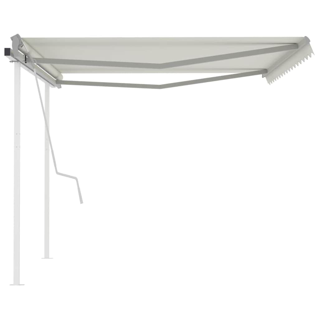 Manual Retractable Awning with Posts 4x3 m Cream