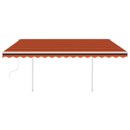 Manual Retractable Awning with Posts 4.5x3 m Orange and Brown