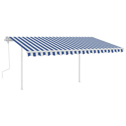 Manual Retractable Awning with LED 4.5x3 m Blue and White