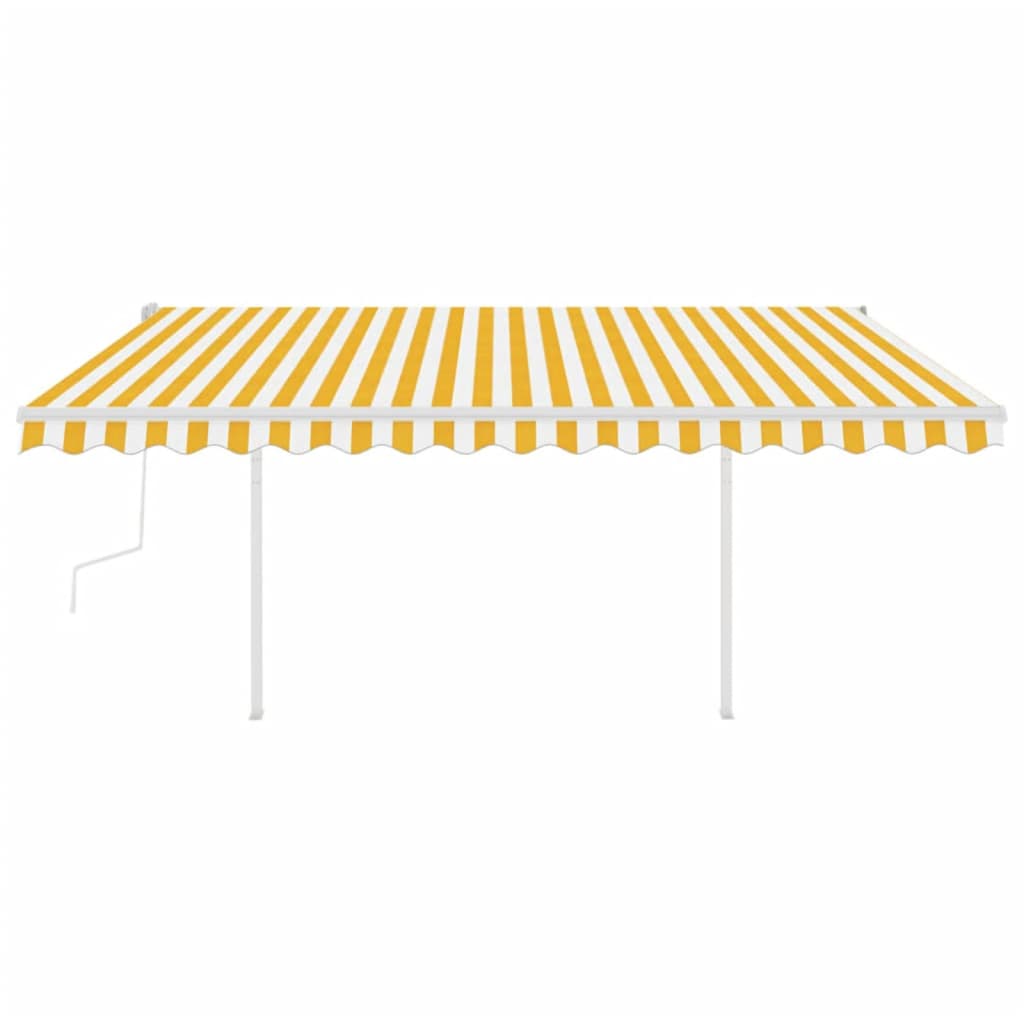 Manual Retractable Awning with LED 4.5x3 m Yellow and White
