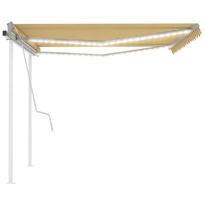 Manual Retractable Awning with LED 4.5x3 m Yellow and White