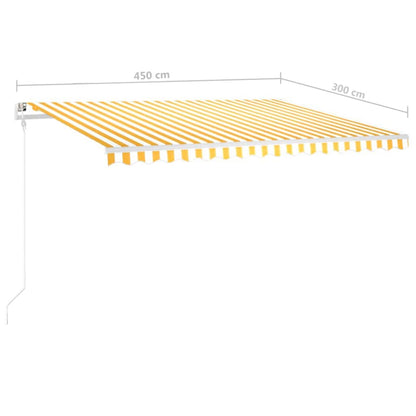 Manual Retractable Awning with LED 4.5x3 m Yellow and White