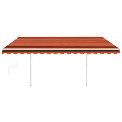 Manual Retractable Awning with LED 4.5x3 m Orange and Brown