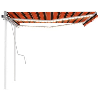 Manual Retractable Awning with LED 4.5x3 m Orange and Brown