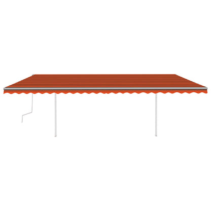 Manual Retractable Awning with Posts 6x3 m Orange and Brown