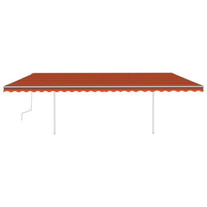 Manual Retractable Awning with LED 6x3 m Orange and Brown