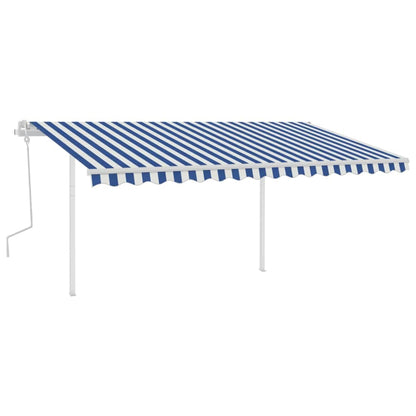 Manual Retractable Awning with Posts 4x3.5 m Blue and White