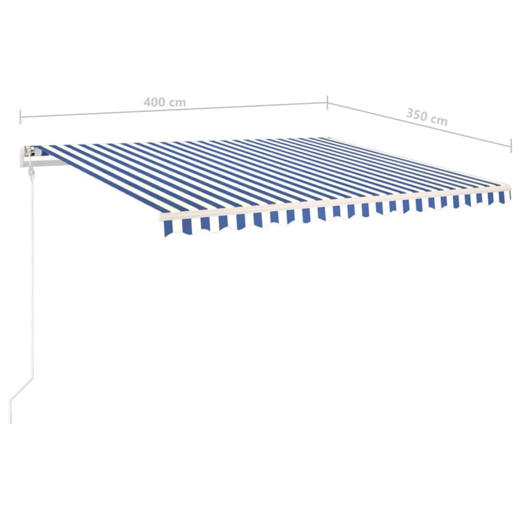 Manual Retractable Awning with Posts 4x3.5 m Blue and White