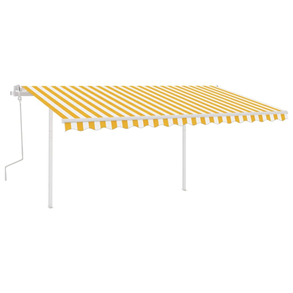 Manual Retractable Awning with LED 4x3.5 m Yellow and White